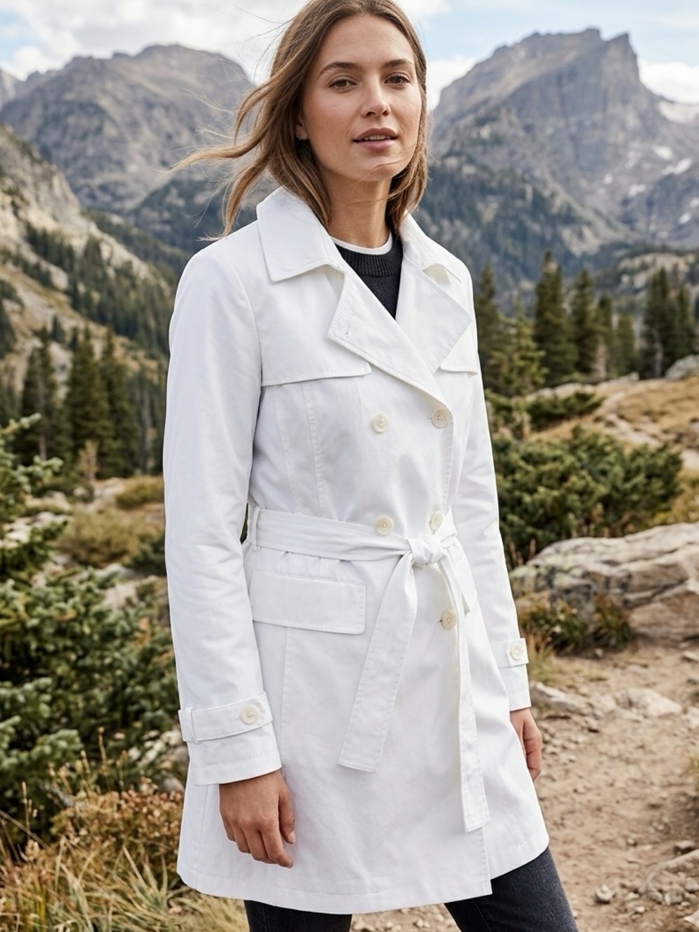 Maurices Classic White Lightweight Belted Trench Coat Jacket S